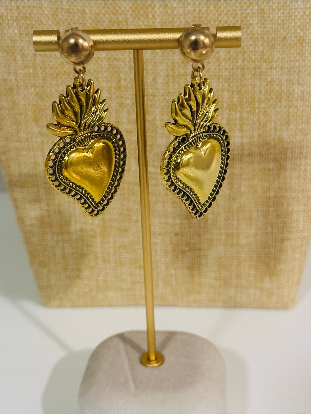 Fashion Jewelry Gold Heart Flame Drop Earrings